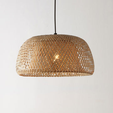 Mateo 18" Farmhouse Coastal Bamboo 180" Cord Plug-In or Hardwired LED Pendant - JONATHAN Y